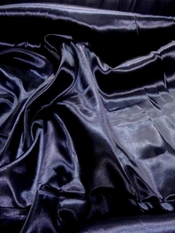 Satin polyester bleu nuit