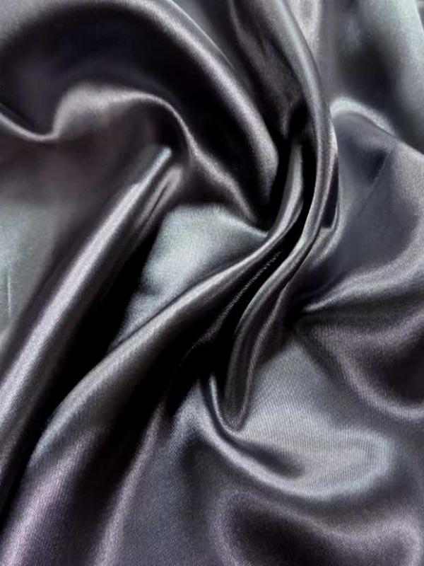 Satin polyester gris fonce