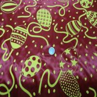 Satin rouge bordeaux imprime jaune
