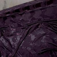 vente de satin viscose double face aubergine froissé permanent imprimé fleurs doré