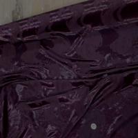 vente de satin viscose double face aubergine froissé permanent imprimé fleurs doré pas cher