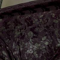 vente de tissu satin viscose double face aubergine froissé permanent imprimé fleurs doré en ligne
