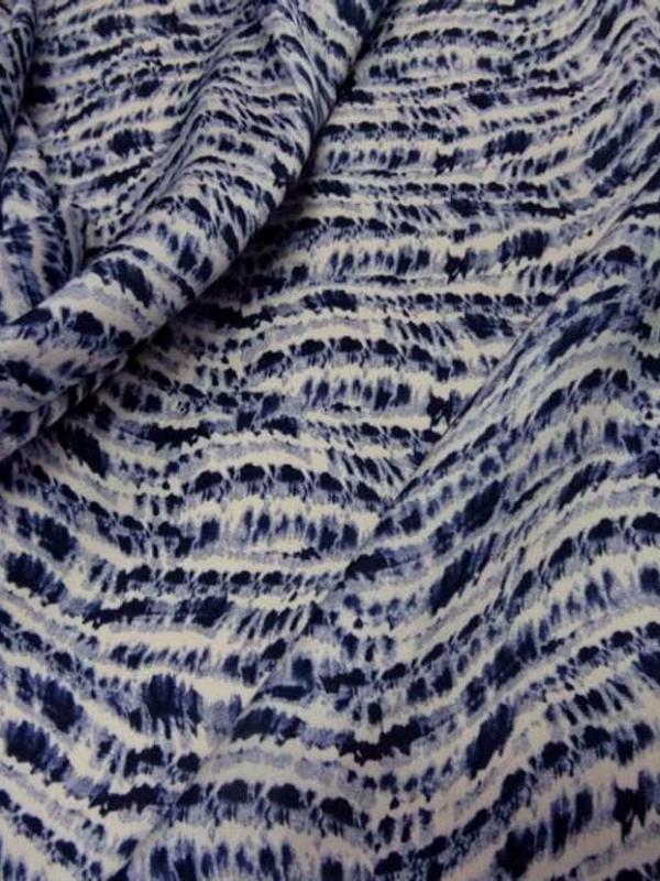 Satine imprime ton blanc bleu