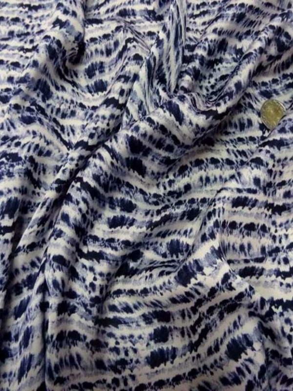 Satine imprime ton blanc bleu