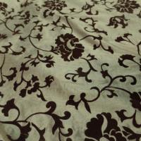tissu Soie sauvage beige doré a motifs dévoré aspect velours marron