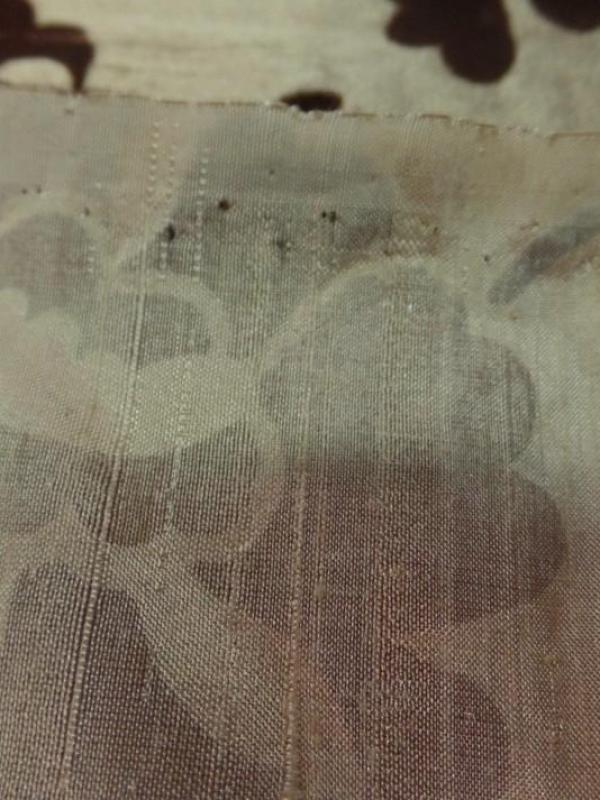 tissu Soie sauvage beige doré a motifs dévoré aspect velours marron