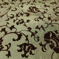 tissu Soie sauvage beige doré a motifs dévoré velours marron
