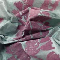 tissu Soie sauvage bleu motifs dévoré velours vieux rose
