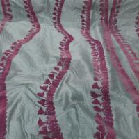tissu Soie sauvage bleu motifs dévoré velours vieux rose