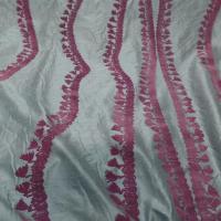 Soie sauvage bleu glacier a motifs devore aspect velours vieux rose1