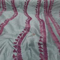 Soie sauvage bleu motifs dévoré velours vieux rose