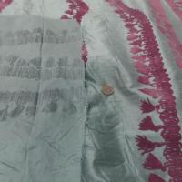 Soie sauvage bleu dévoré velours vieux rose