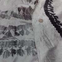 Soie vente sauvage gris métal a motifs dévoré aspect velours noir
