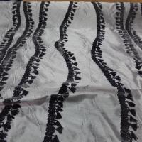 vente tissu soie sauvage gris métal a motifs dévoré aspect velours noir