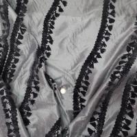 vente de tissu soie sauvage gris métal a motifs dévoré velours noir