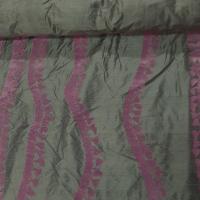 Soie sauvage kaki a motifs devore aspect velours vieux rose