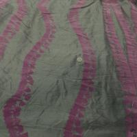 Soie sauvage kaki a motifs dévoré aspect velours vieux rose