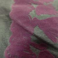 tissu Soie sauvage kaki a motifs dévoré aspect velours vieux rose