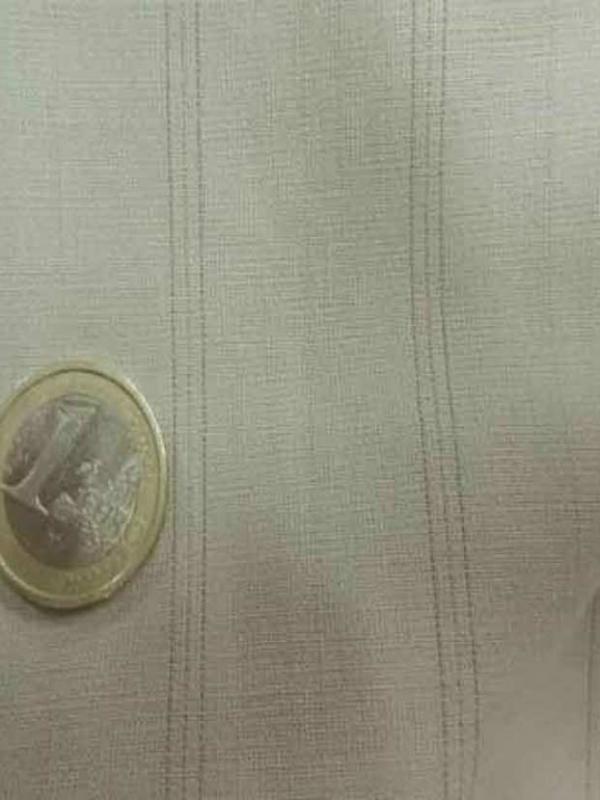 Stretch polyester a rayures beige