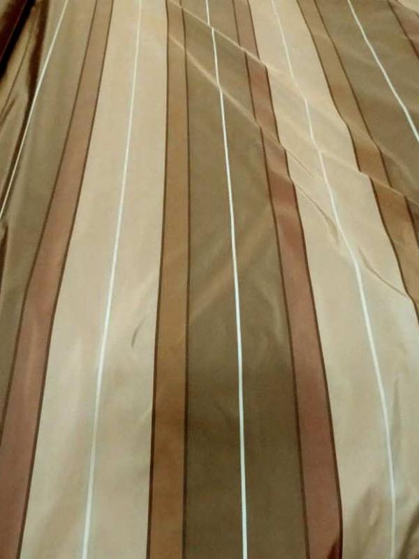 Taffetas a bandes ton beige kaki taupe en 3 20m de l8