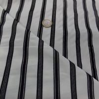 Taffetas blanc cassé a rayures floqué en velours noir pas cher