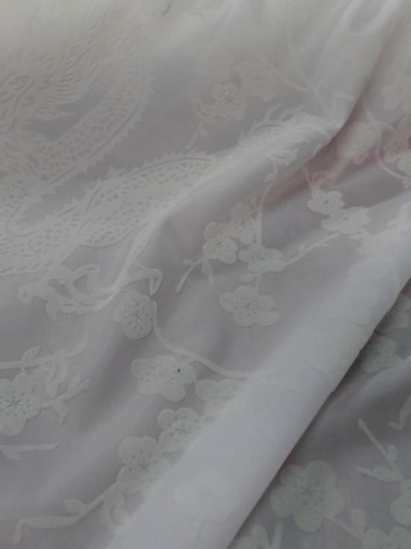 Taffetas blanc devore motifs dragons3