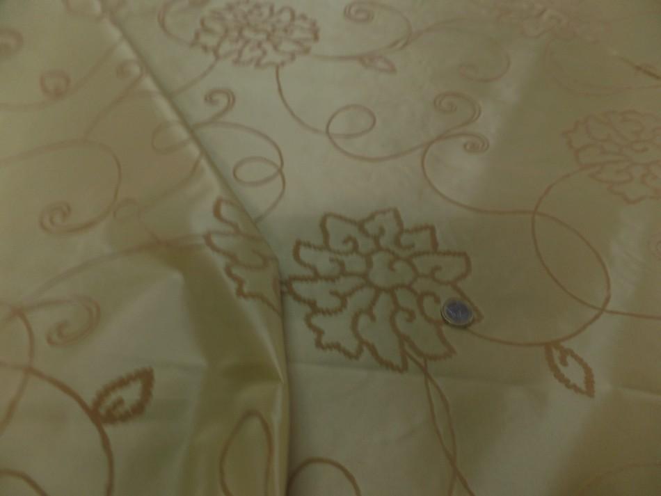Tissu Taffetas changeant doré floqué velours beige pas cher