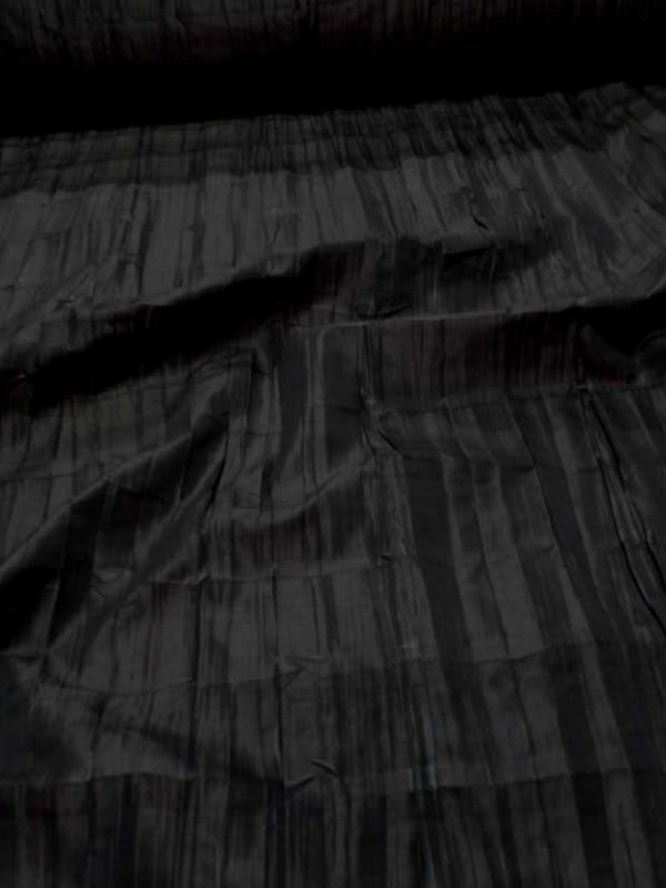 vente de tissu taffetas changeant plisse permanent noir reflets marron