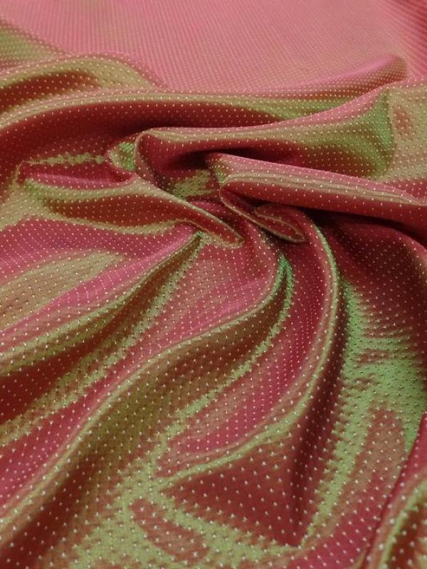 Taffetas changeant rouge jaune faconne pois 1 60 m