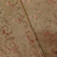 Taffetas d ameublement dore brode fleurs