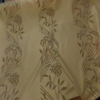 Taffetas d ameublement jaune safran a motifs decore aspect velours taupe0