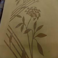 Taffetas d ameublement jaune safran a motifs decore aspect velours taupe5