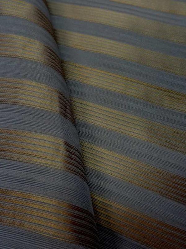 Taffetas de soie 100 a rayures faconne taupe dore