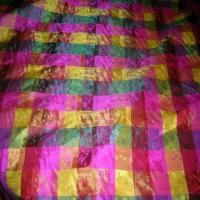 Taffetas faconne carreaux rose jaune vert6