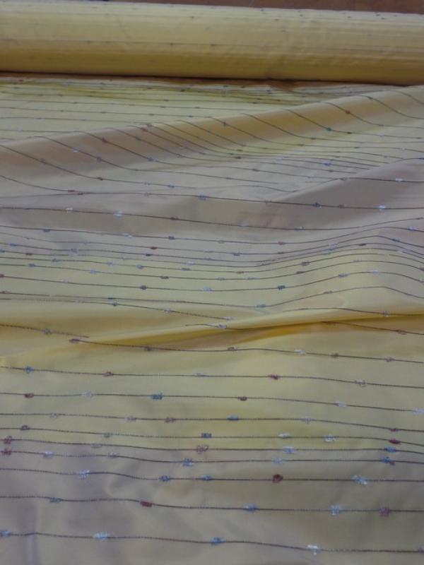 Taffetas jaune dore a bandes a chenille