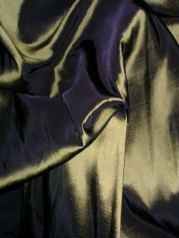 Taffetas polyester viscose kaki reflets jaune6