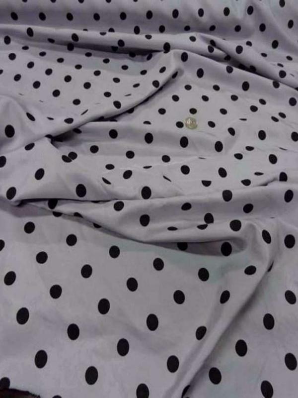 Taffetas souple a pois gris et noir