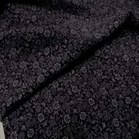 Tissu a fine cotes noir imprime petite fleurs