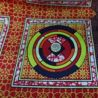 vente de tissu africain Wax rouge imprimé jaune ,noir