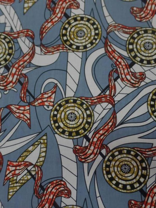Tissu africain wax ton gris blanc rouge