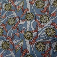 Tissu africain wax ton gris blanc rouge6