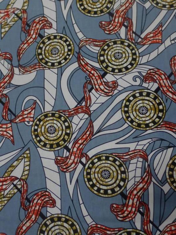 Tissu africain wax ton gris blanc rouge