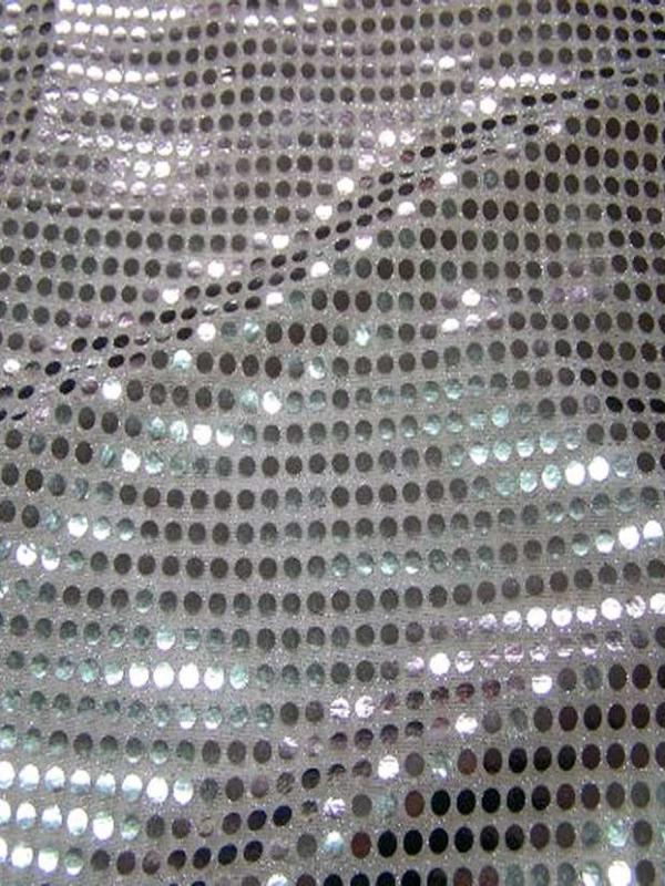 Tissu blanc turquoise a paillettes ronde gris metal8