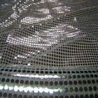 Tissu blanc turquoise a paillettes ronde gris metal0
