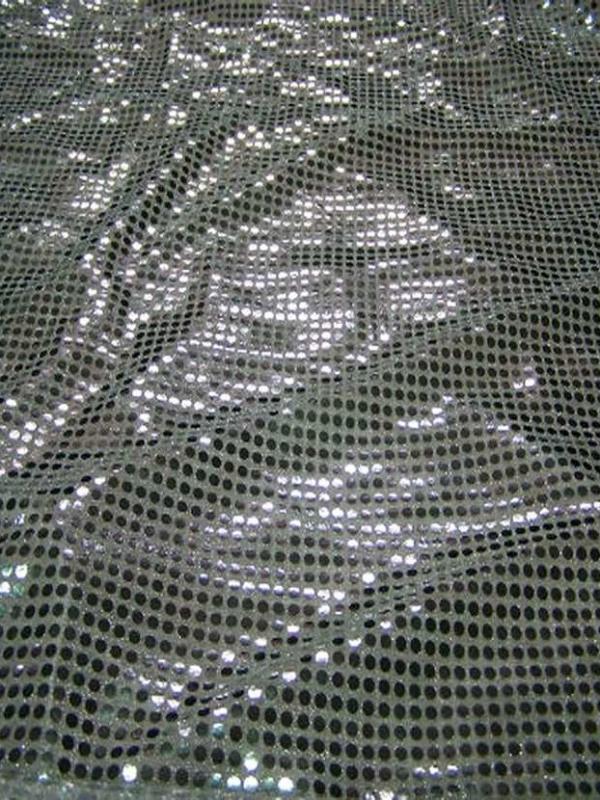 Tissu blanc turquoise a paillettes ronde gris metal8