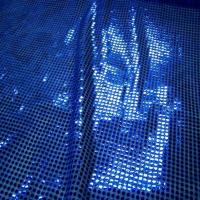 Tissu bleu a paillettes ronde bleu