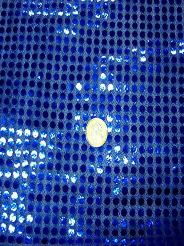 Tissu bleu a paillettes ronde bleu