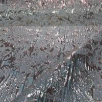 Tissu bleu tres clair faconne motif en relief en lurex dore