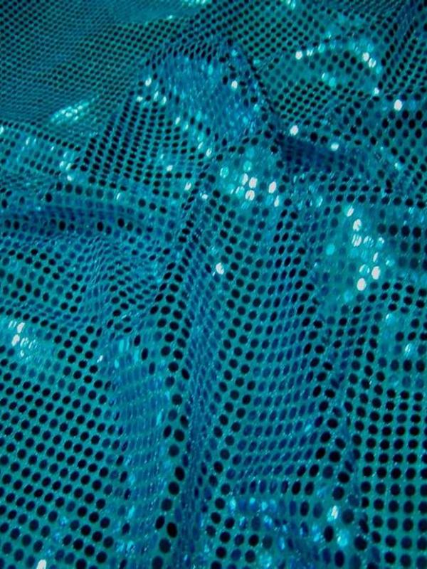 Tissu bleu turquoise a paillettes ronde bleu