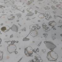 Tissu coton blanc imprime enfant ton gris3